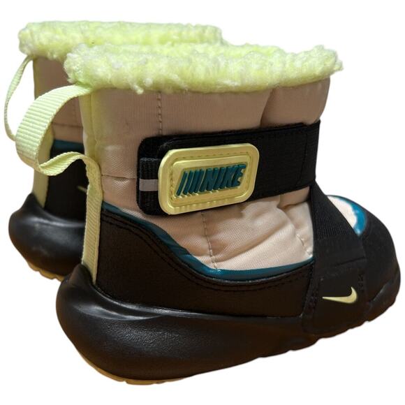 NIKE Flex Advance Winter Snow Boot 6C Toddler Cream Black Lime Green - Picture 5 of 12